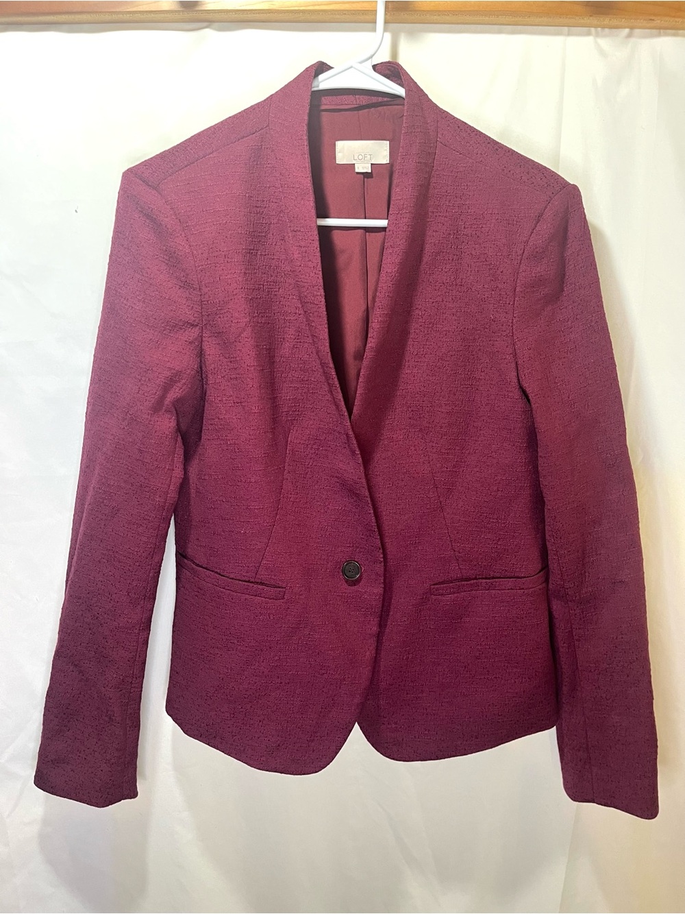 LOFT Women's Raspberry Single-Button Textured Blazer